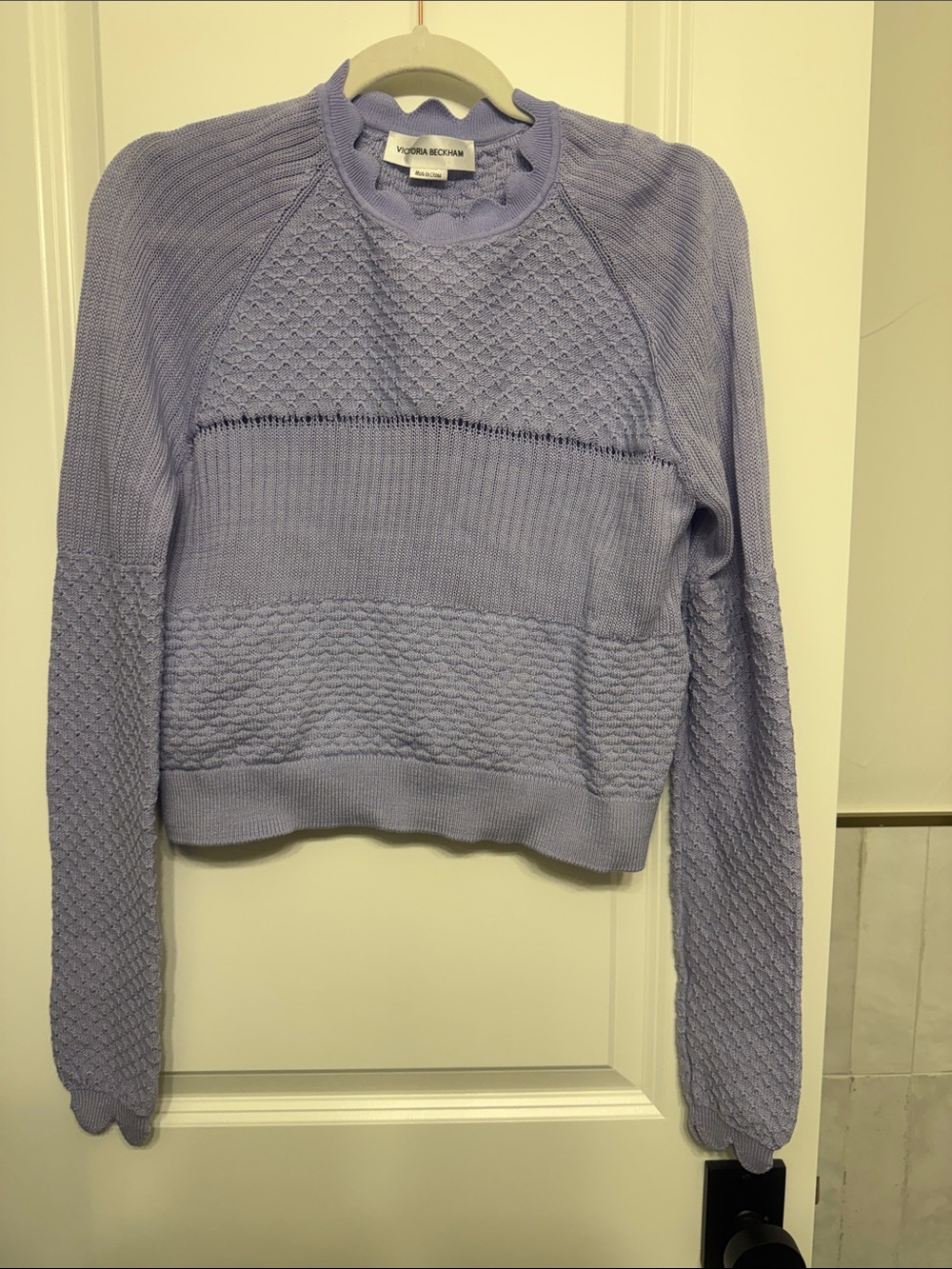 Victoria Beckham Lilac Textured Crewneck Sweater